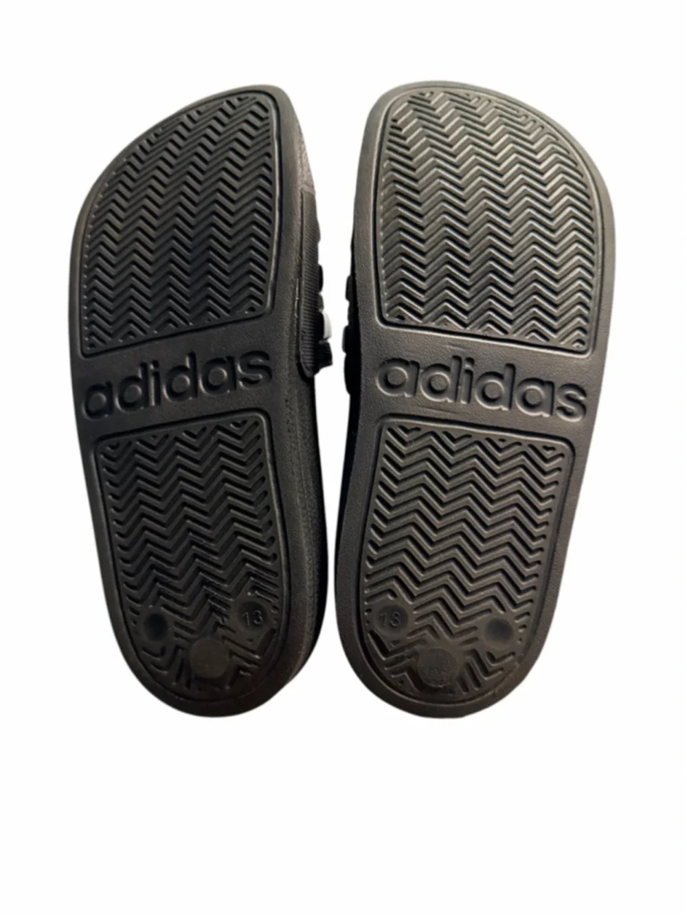 Adidas Adilette Slides Boys Size 13 Black White Slip On Sandals Kids Shoes